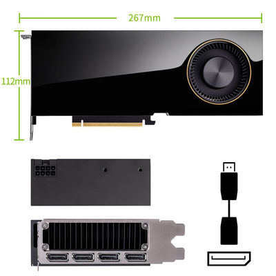 PC용 Nvidia RTX A6000 48GB GDDR6 비디오 카드의 전력을 풀고 2000MHz 메모리 클럭